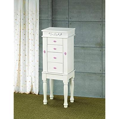 Home & Kitchen Features Coaster Traditional White Jewelry Armoire Pink Interior