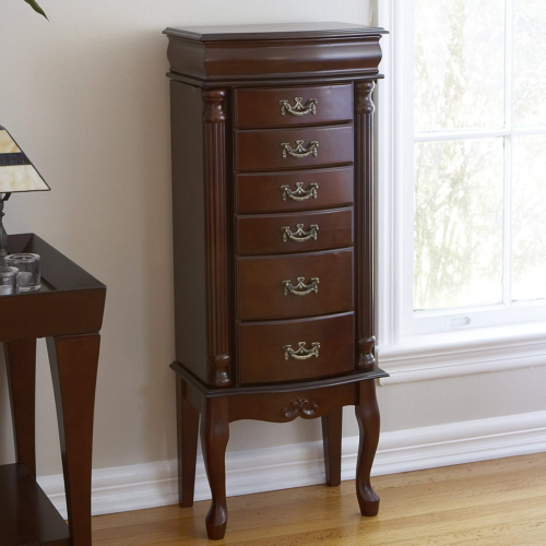 Southern Enterprises Jewelry Armoire, Classic Mahogany Finish with Felt Lined