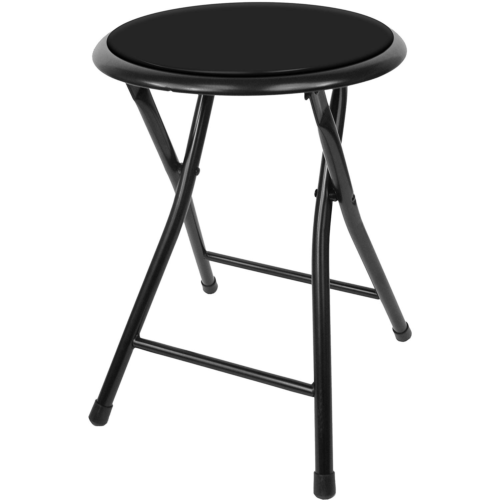 18in Round Folding Stool Foldable Cushioned Seat Kitchen Bar Counter Steel Chair