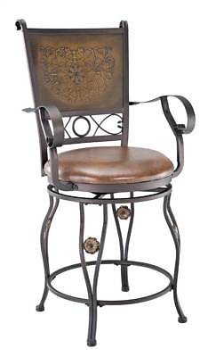 Big & Tall Copper Stamped Back Counter Stool with Arms [ID 2185369]