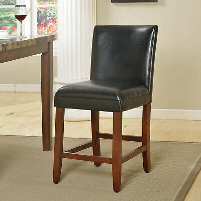 HomePop 24-inch Luxury Black Faux Leather Barstool