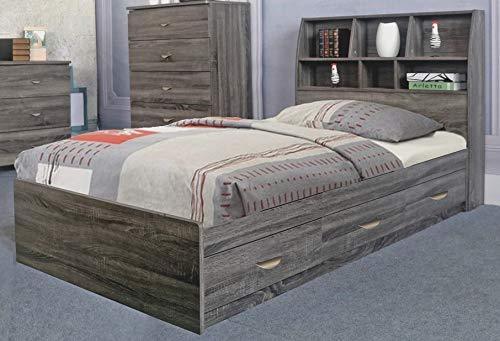Benzara Contemporary Style Grey Finish Twin Size 3 Drawers on Metal Glides