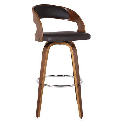 Armen Living Shelly 26 in. Swivel Counter Stool, Walnut Wood Finish/Brown