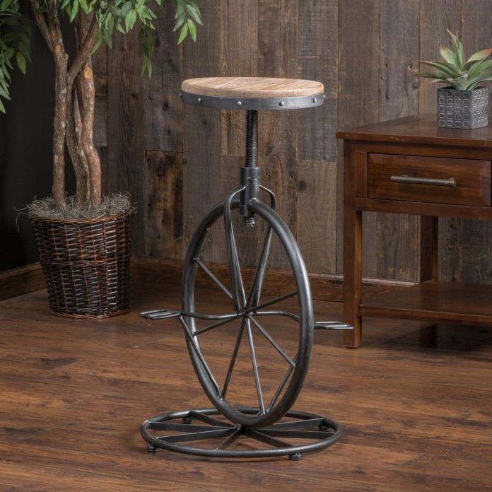 Heavy Duty Industrial Bar Stool Bicycle Wheel Shaped Swivel Adjustable Height