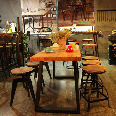 6x Industrial Wood Metal Top Bar Stool Vintage Kitchen Dining Sitting Chair U3E3