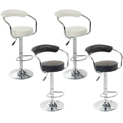 Set of 2 Barstool Chrome Plated Artificial Leather Adjustable Swivel White/Black