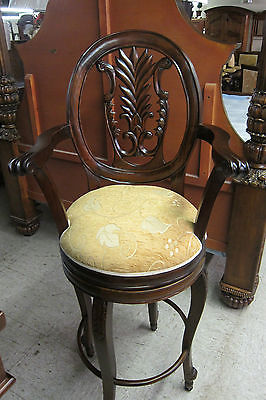 Bar Stool Swivel Back Solid Mahogany