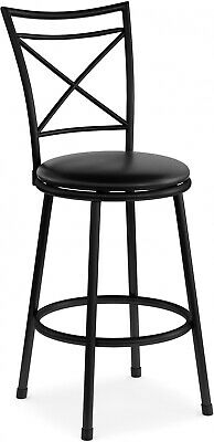 Porch and Den Lafayette Black Metal And Faux Leather Adjustable Bar Stool