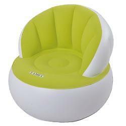 Indoor Inflatable Adult Armchair w Lumbar Support. Lime Green & White. Retro