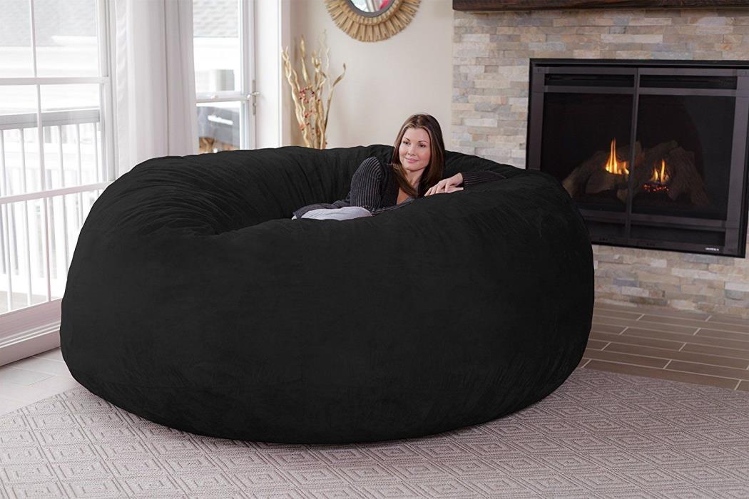 Bean Bag Chair Sofa Bed Memory Foam Cushion Modern Black Comfort Microfiber Soft