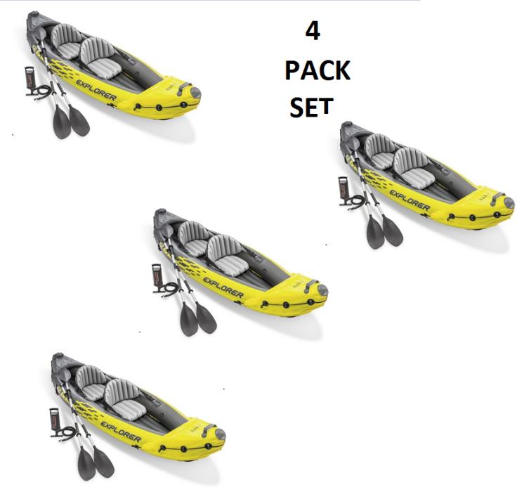 4-PACK Inflatable Kayak Set with Aluminum Oars and Pump 2-Person 20x36x123