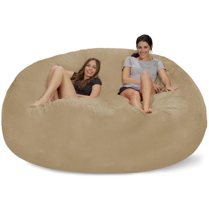 8FT Bean Bag Chair Sofa Memoryfoam Cushion Modern Tan Baige Sale Microfiber New