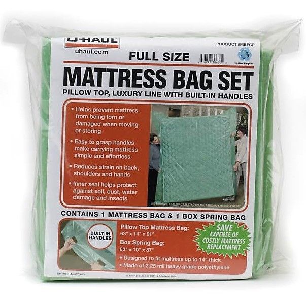 U-Haul Mattress Bag Set, full size, for safe moving, new in orig'l pkg, unused