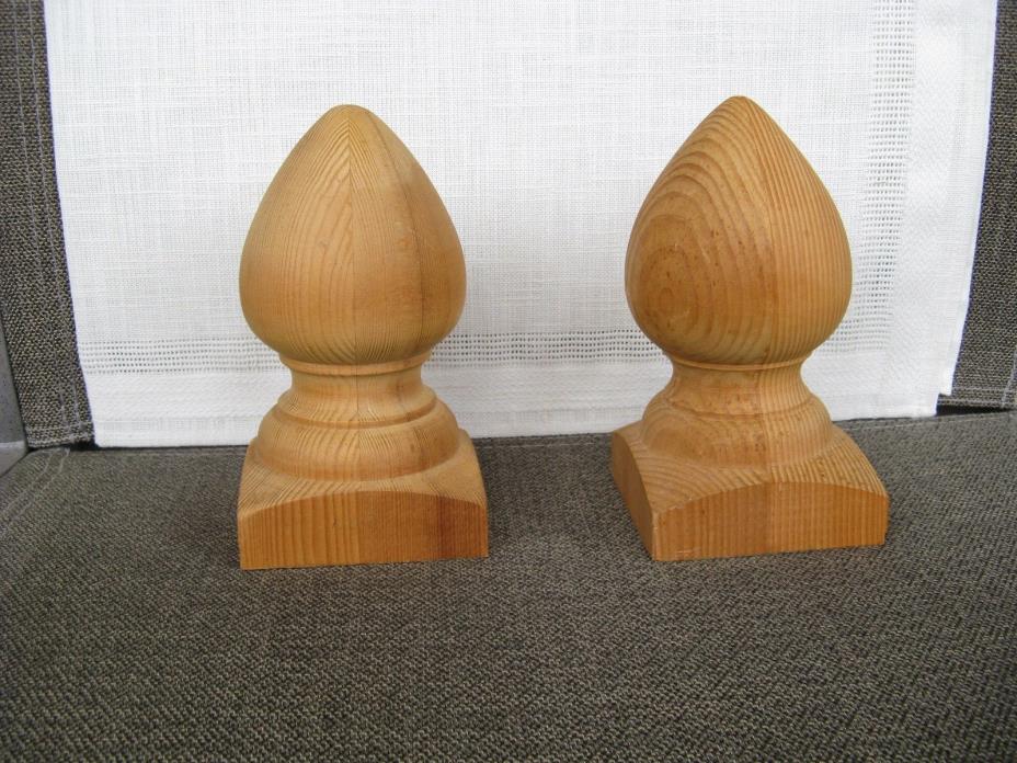 2 Wood Acorn finials~Base is 3 3/8