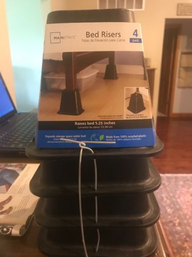 Mainstays Bed Risers Pack of 4 Black Raises Bed 5.25