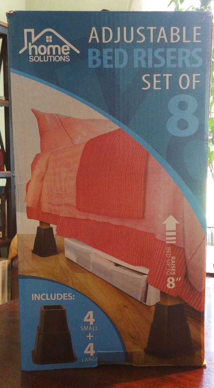 Home Solutions Set of 8 Black Adjustable Bed Risers