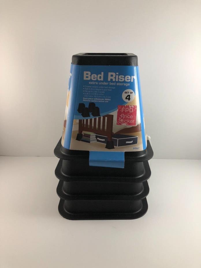 Bed Risers Black Set of 4 Increase Under Bed Storage By 5.25 inches