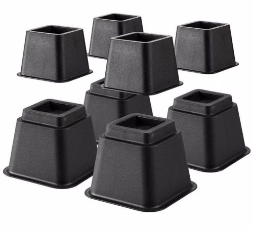 Adjustable Bed Risers Furniture Lift Set Of 8 Heavy Duty Raise Height 3/5/8 IN