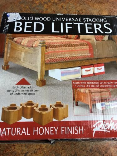 4 Wood Bed Lifters Set Risers Table Furniture Sofa Couch Storage Lift Rise Raise