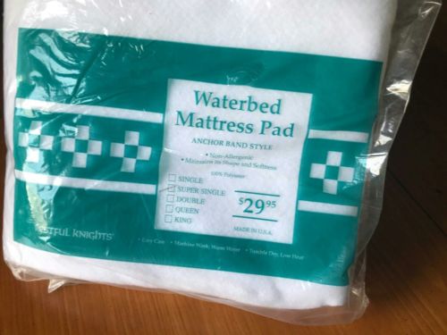 Restful Knights Waterbed Mattress Pad w/Elastic Anchor Straps- New- Super Single