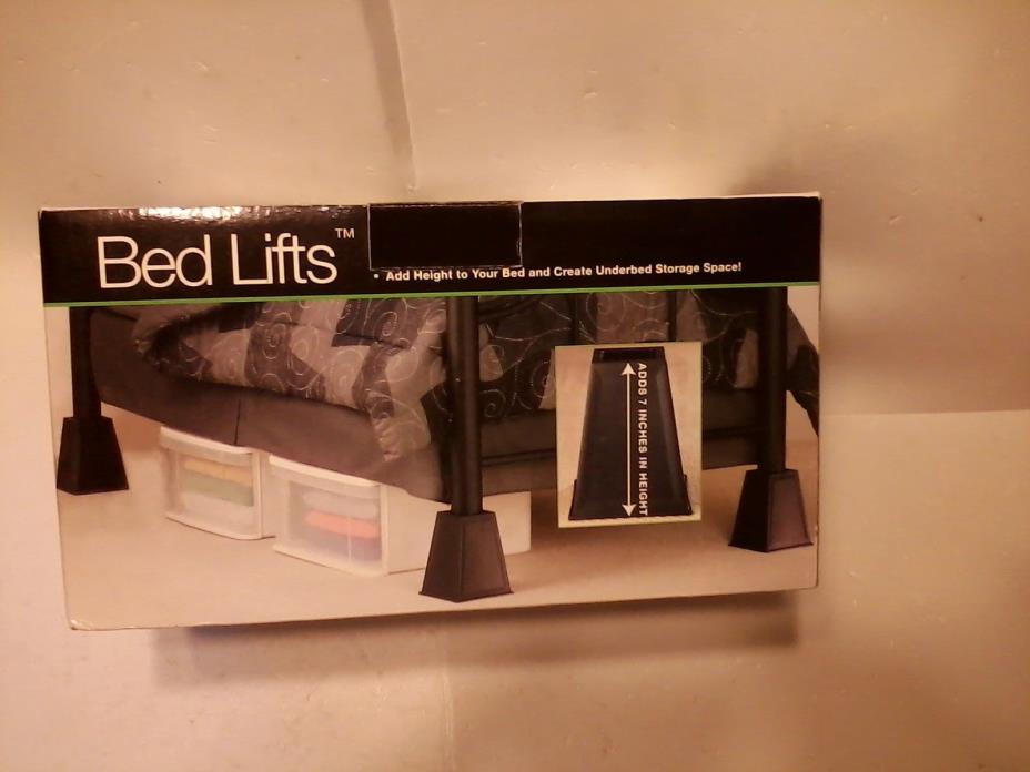 BED LIFTS SET OF FOUR BLACK BED LIFTS
