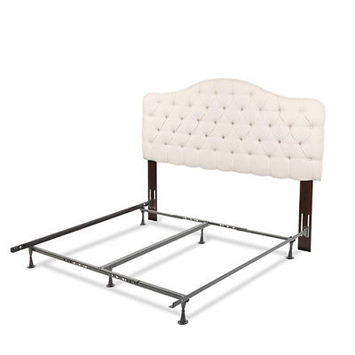 Martinique Ivory Complete King Bed with Upholstered Headboard and 45G Steel