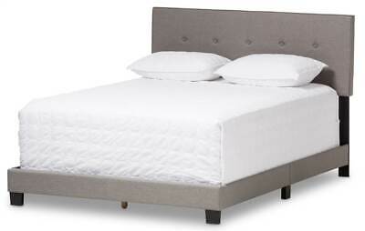Contemporary Upholstered Platform Bed in Light Gray Finish [ID 3609688]