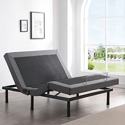 Classic Brands Adjustable Comfort Upholstered Adjustable Bed Base with Massage,
