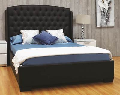 Queen Diamond Tufted Wing Back Platform Bed in Black [ID 3754424]
