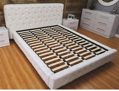 Button Tufted Platform Bed in White [ID 3754437]