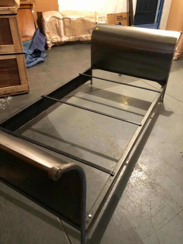 1980s Silver Metal Sleigh Bed