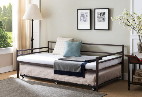 Kings Brand Furniture - Modern Metal Twin Size Daybed Frame with Trundle Bed,