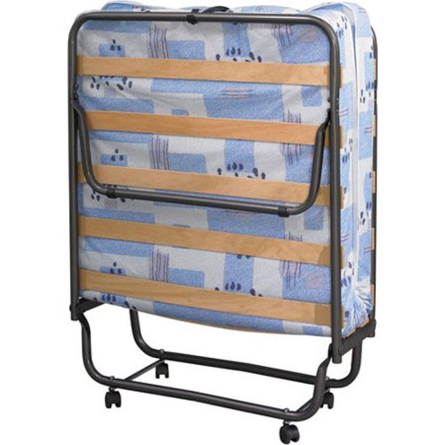 Guest Bed Folding Roll Away Extra Cot Portable Mattress Metal Frame With Wheels