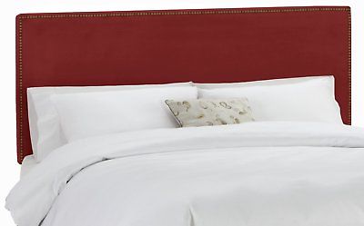 Skyline Furniture Nail Button Border Headboard Twin Velvet Berry