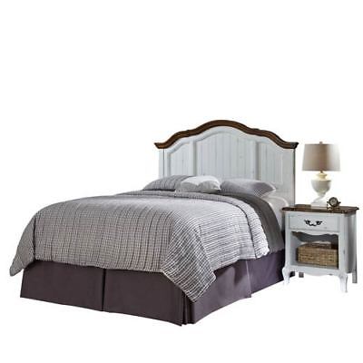 The French Countryside Oak and White Full or Queen Headboard and Night Stand