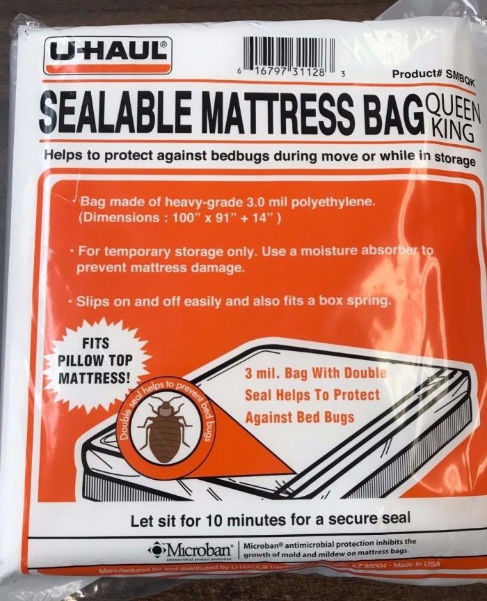 NEW PROTECTIVE Queen / King Size SEALABLE Mattress Bag Fits Pillow Top As Well