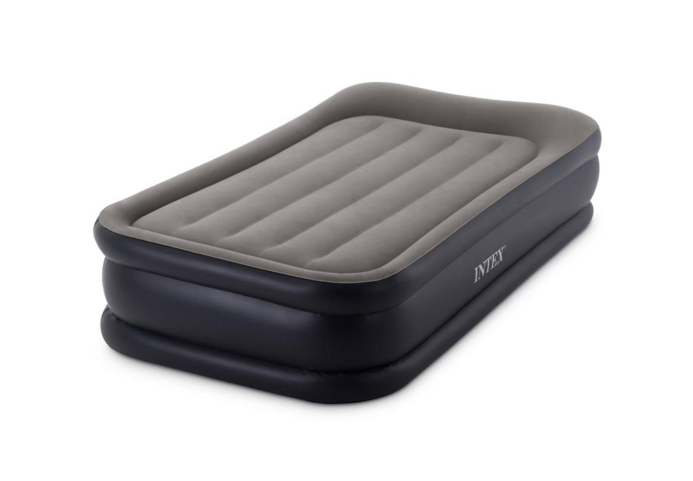 Intex Twin Deluxe Pillow Rest Fiber-Tech Raised Air Bed Mattress w Pump 64131E