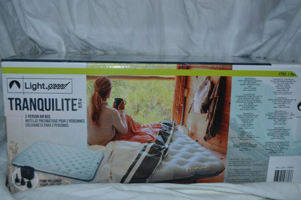 TRANQUILITE 2-PERSON LIGHTSPEED AIR BED PVC BATTERY OPERATED PUMP #1 NIB