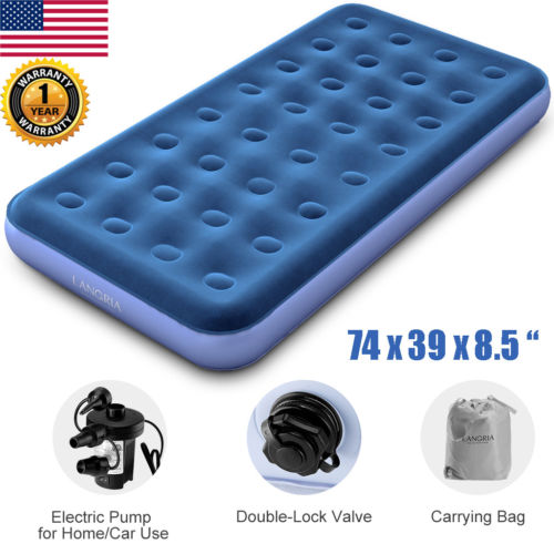 Twin Inflatable Car Mattress Air Bed Sleep Rest Travel Camping Mat Electric Pump