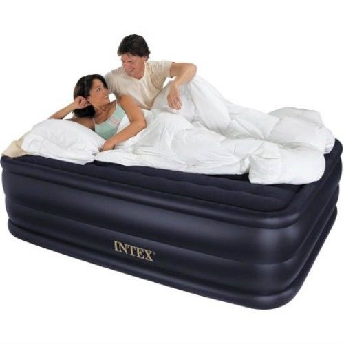 Raised Intex Downy Airbed Built-in Electric Pump Queen Bed Height 22