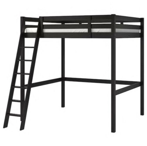 Black Wooden Loft Bed by IKEA (matching mattress sold separately)