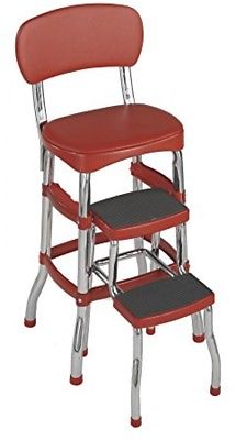 Cosco 11120RED1E Retro Counter Chair/Step Stool, Red