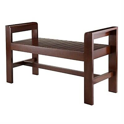 Winsome Thomas Bench with Armrest, Brown
