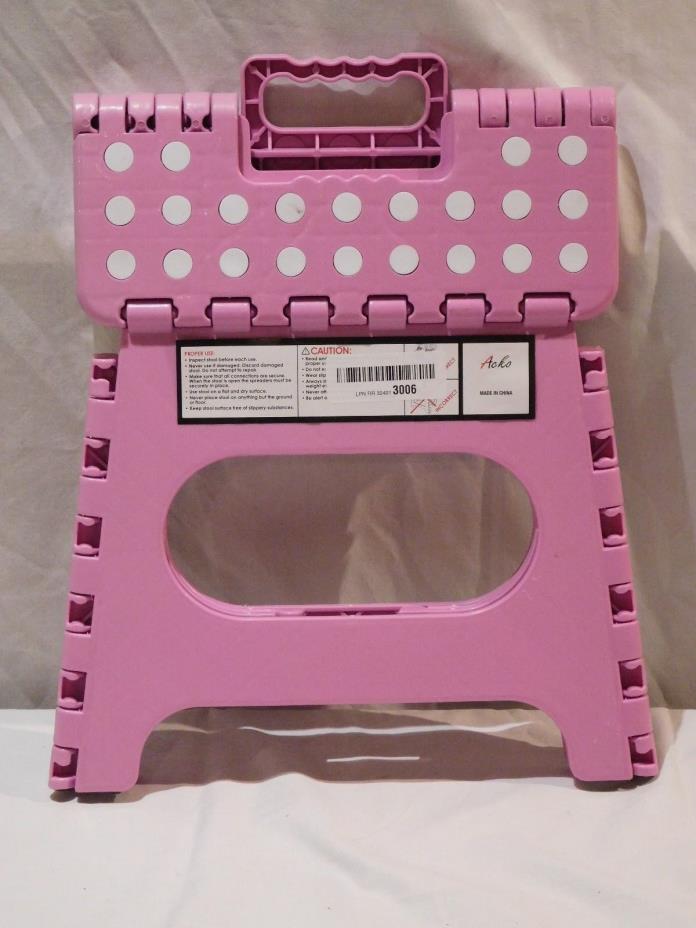 Acko Folding Step Stool - 13 inch Height Premium Heavy Duty Foldable Stool Pink