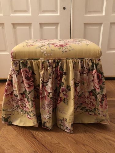 Ralph Lauren Custom Made Brooke Fabric Small Bench Ottoman