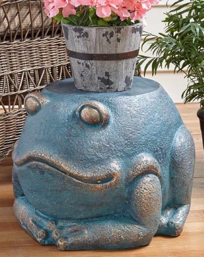 Garden Stool Plant Stand Frog Foot Stools Yard Lawn Deck Decor Indoor Outdoor