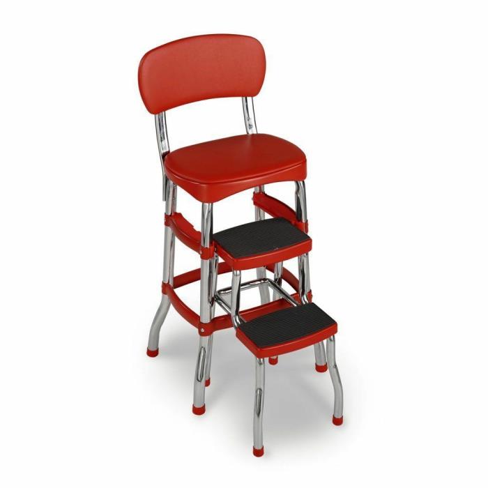 Cosco 11120RED1E Retro Counter Chair/Step Stool, Red