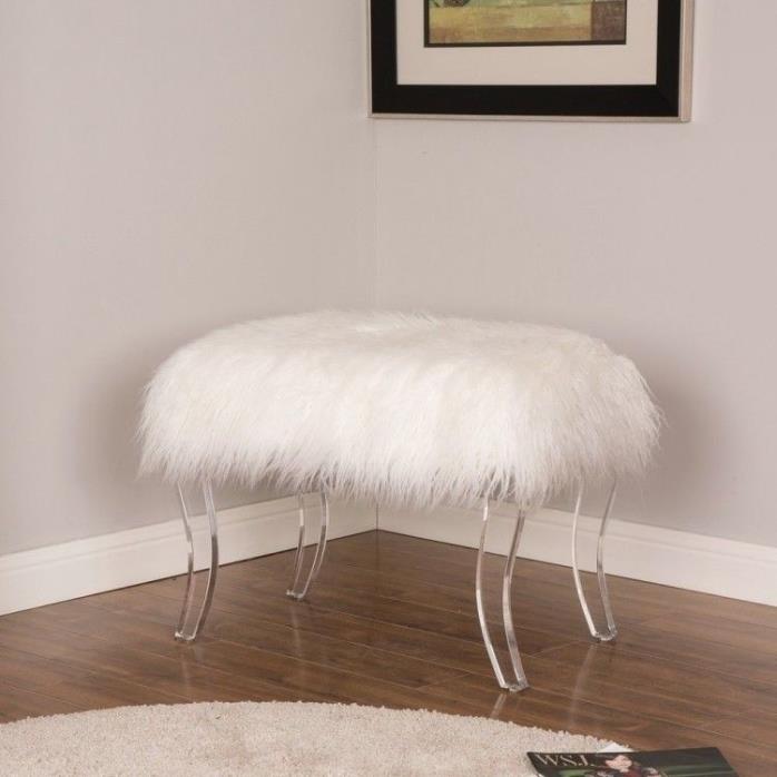 Faux Fur Acrylic Bench Glitzy Entryway Living Room Bedroom Kids Bedroom Seating