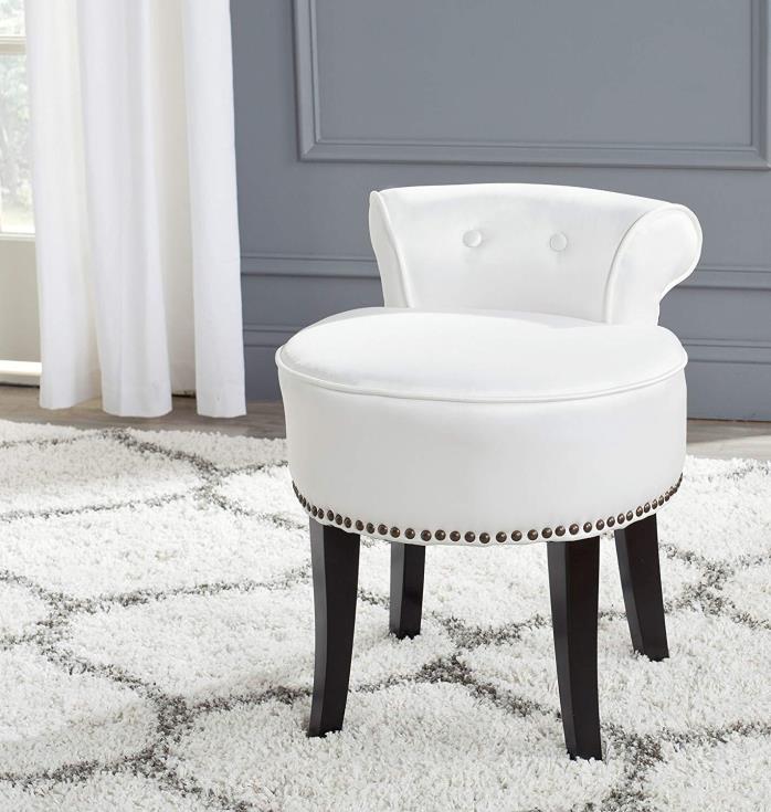 Vanity Stool Upholstered Wood Furniture Bedroom Bathroom Bench Seat Chair White
