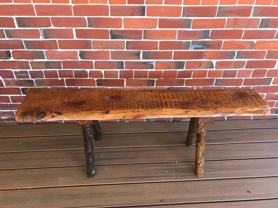 rustic handmade natural hardwood bench